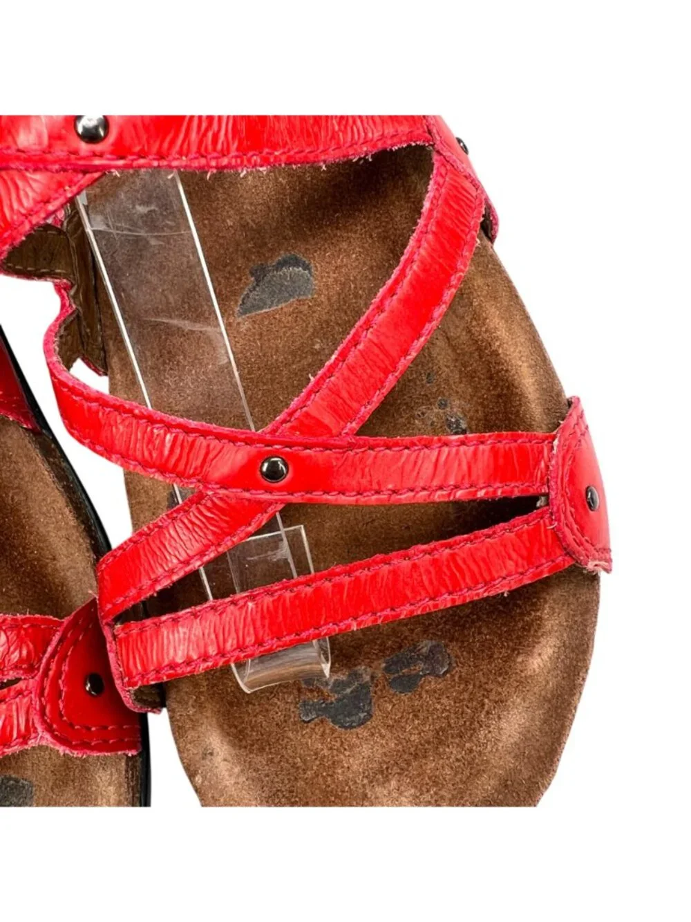 Dansko Jolie Red Leather Strappy Sandals Size 37 EU 6.5-7 US Comfort Resortwear